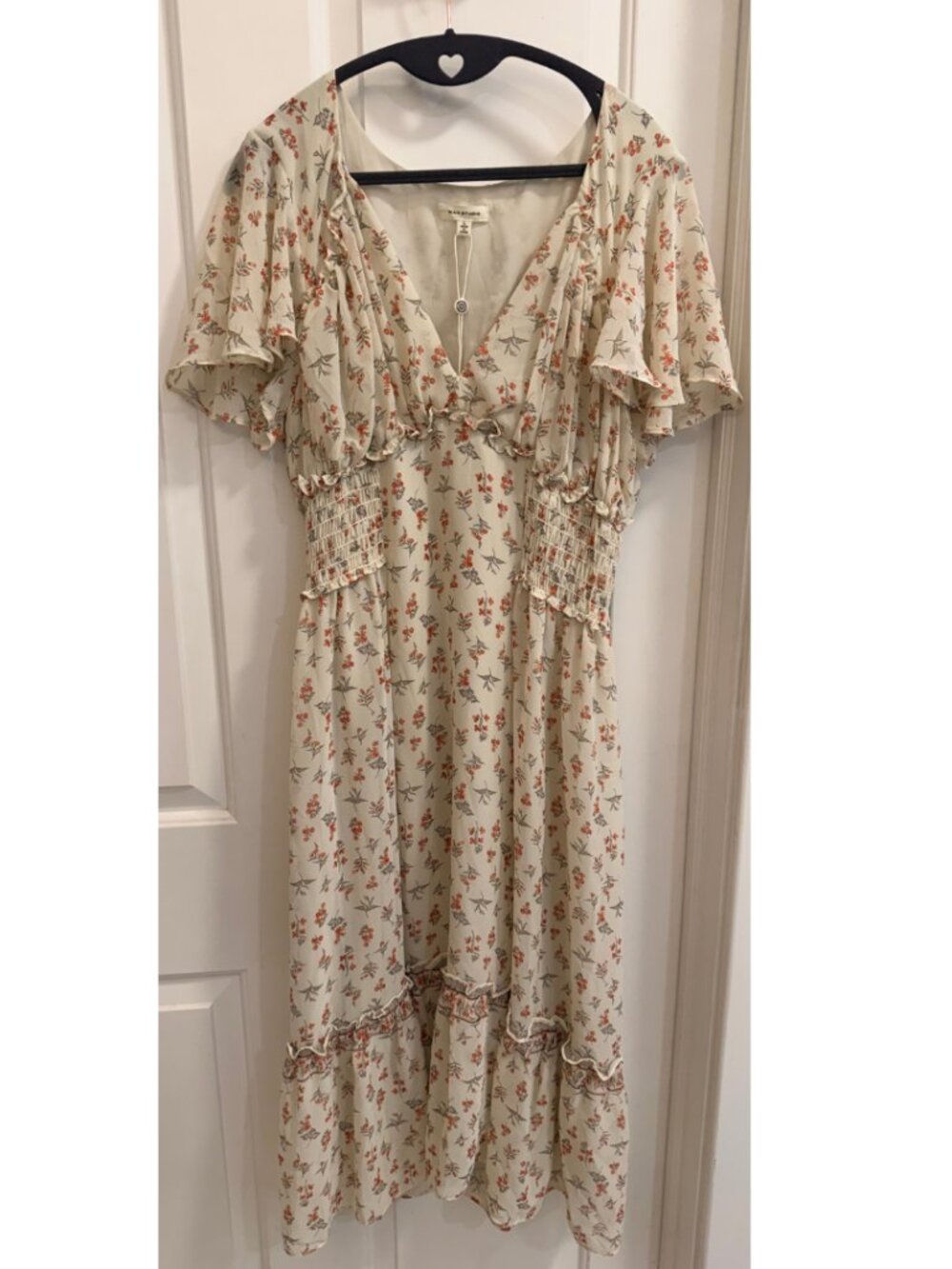 NWT Max Studio Floral Smocked Flowy Midi Dress Size Large